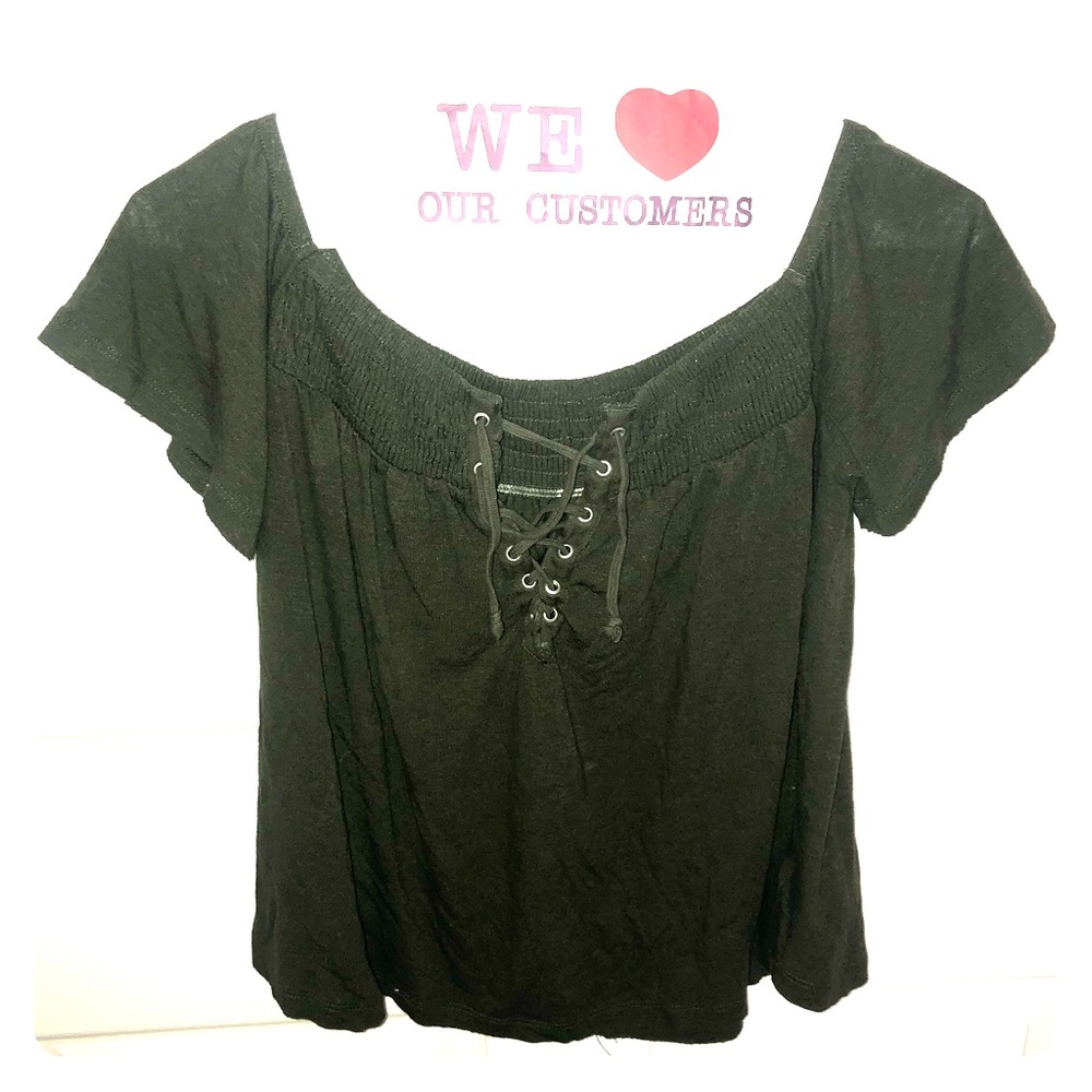 Hunter green off the shoulder shirt